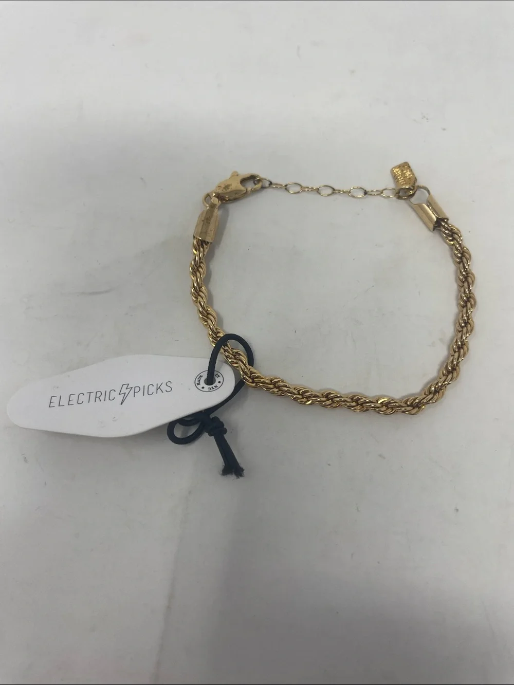 Electric Picks Gold Rope Chain Bracelet Brand New W/Tags